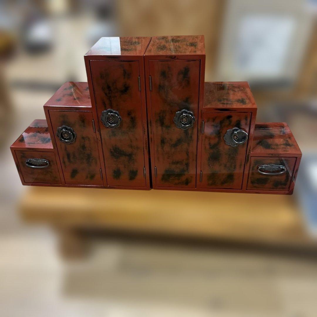 赤い階段型木製箪笥　高級　昭和レトロ　珍品　コレクション