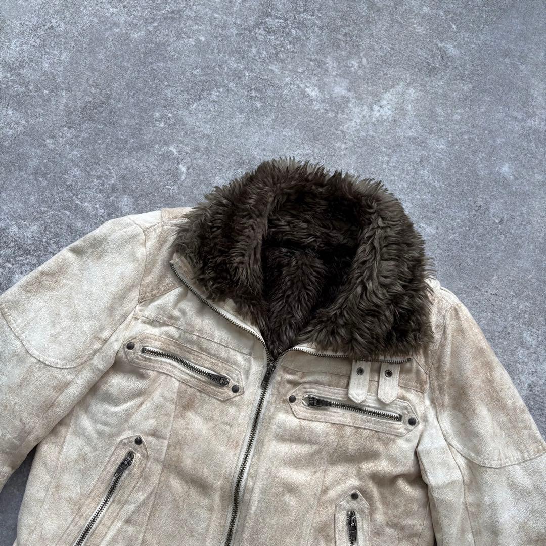 【SCHLUSSEL】 シュリセル フェイクレザー ボアライダースジャケット