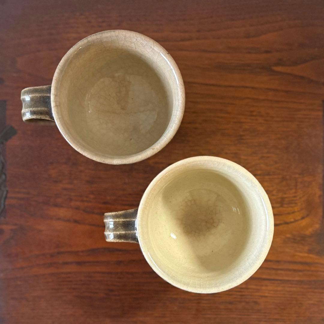 SNT1116 織部焼 カップ ソーサー 2客ペアセット 伝統工芸品