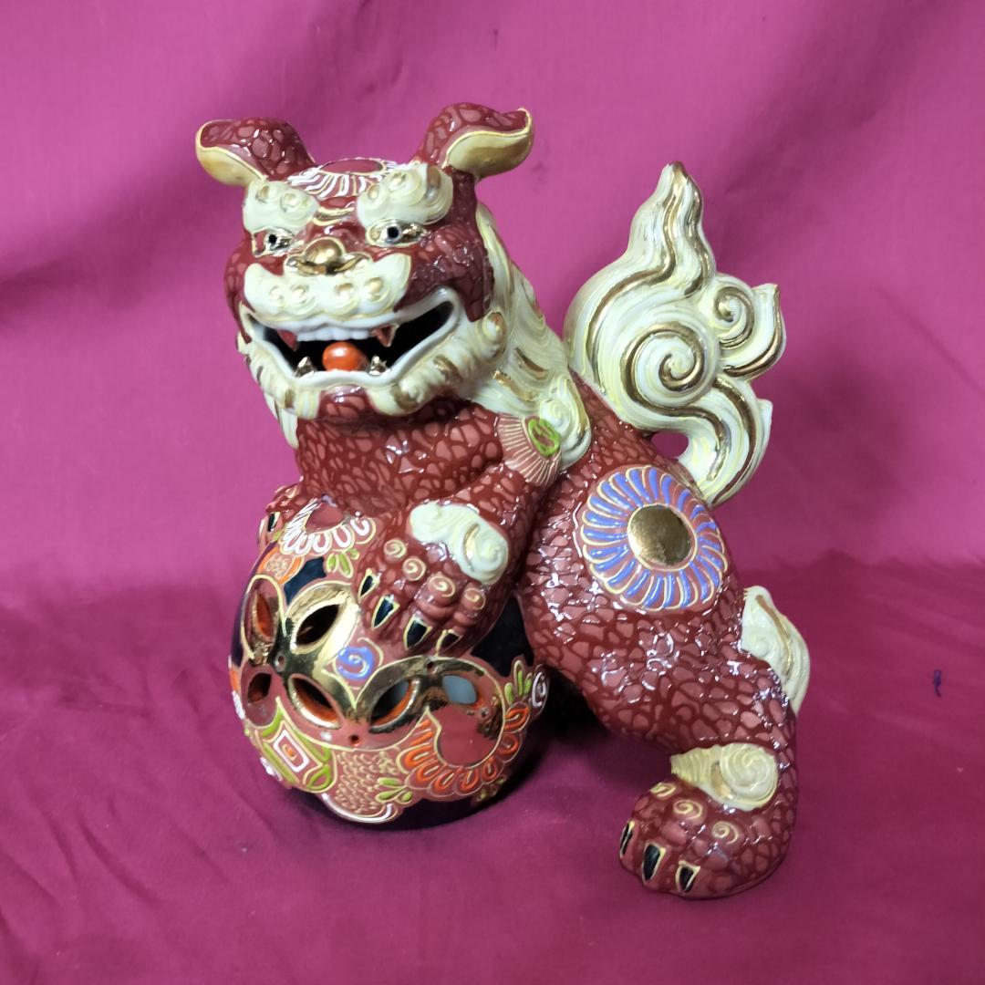 九谷焼　夫婦獅子 対獅子