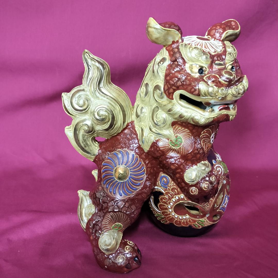 九谷焼　夫婦獅子 対獅子