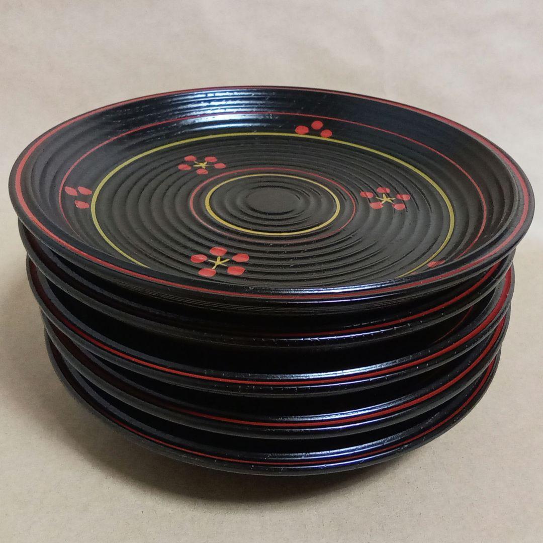 銘々盆　梅鉢絵　５客　雅峯