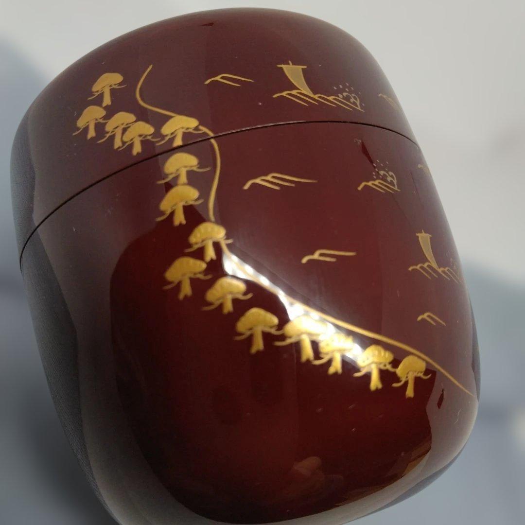田中宗凌 作 「富士」 溜塗 中棗 共箱 新品未使用品