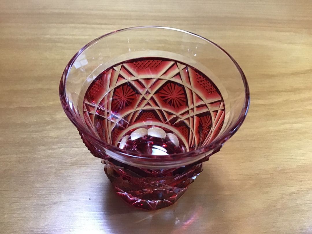 薩摩切子　冷酒グラス　赤