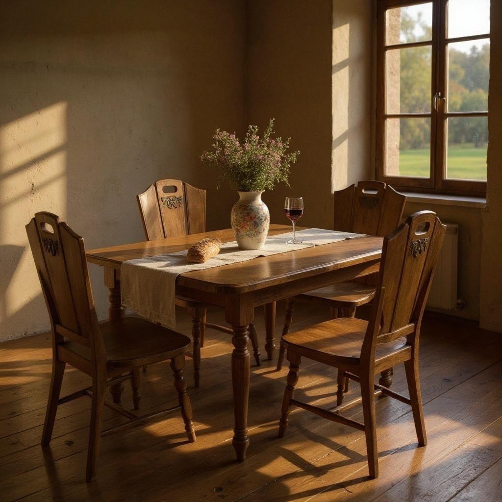 オールドカリモク　ルスティック　ダイニングチェア　紋章　焼印入り　　4脚