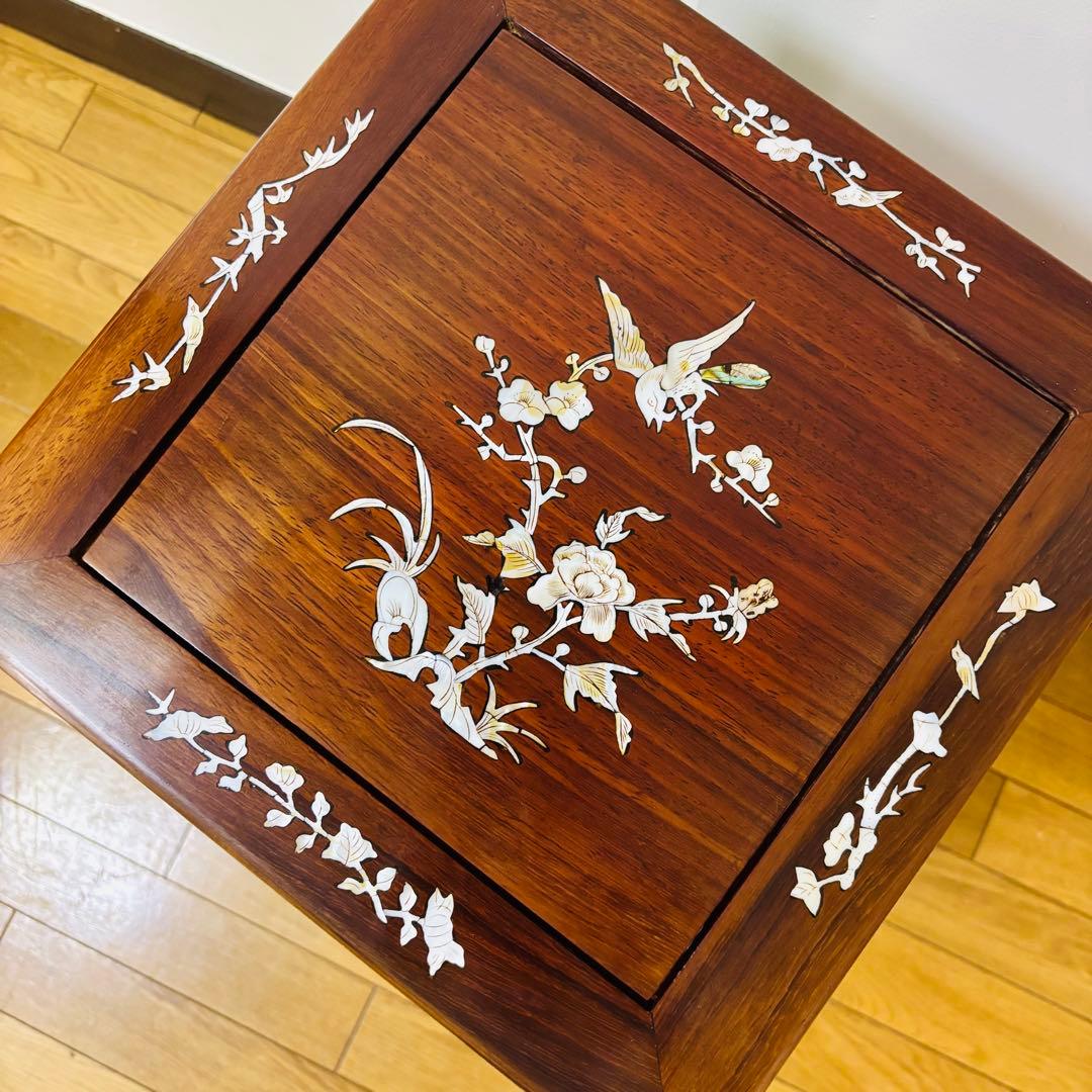 中国骨董 唐木 花梨 無垢材 螺鈿細工 小引き出し 8杯 8段箪笥 箪笥 タンス