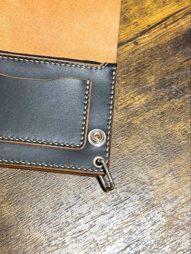 トラッカーウォレット　財布　栃木レザー　3層　茶芯　ミドルタイプ