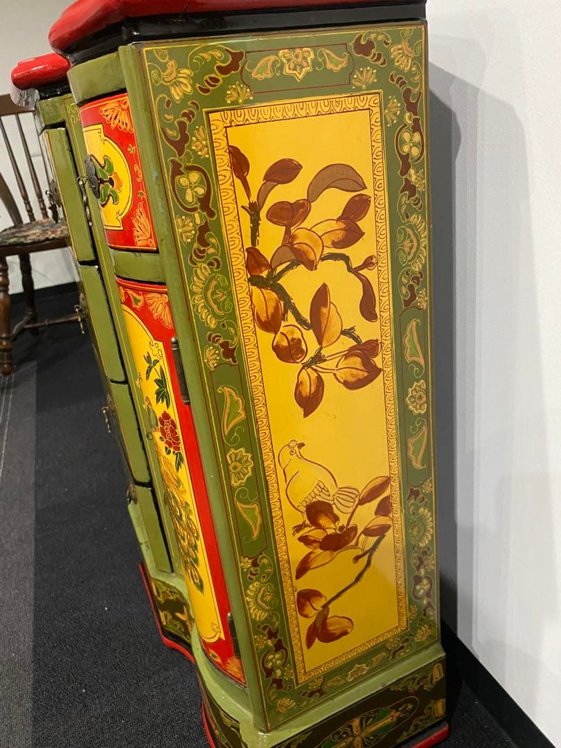 レトロ　ペイント　キャビネット　アジアン　ヴィンテージ