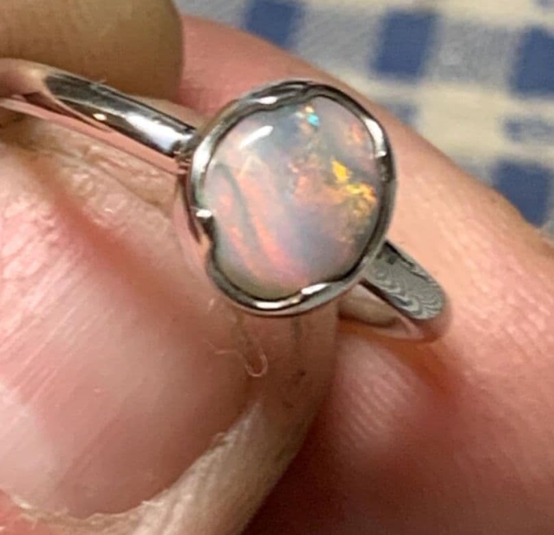 他人祭♡極ネオン　ライトニングリッジ産セミブラックピクチャーオパール　925SV