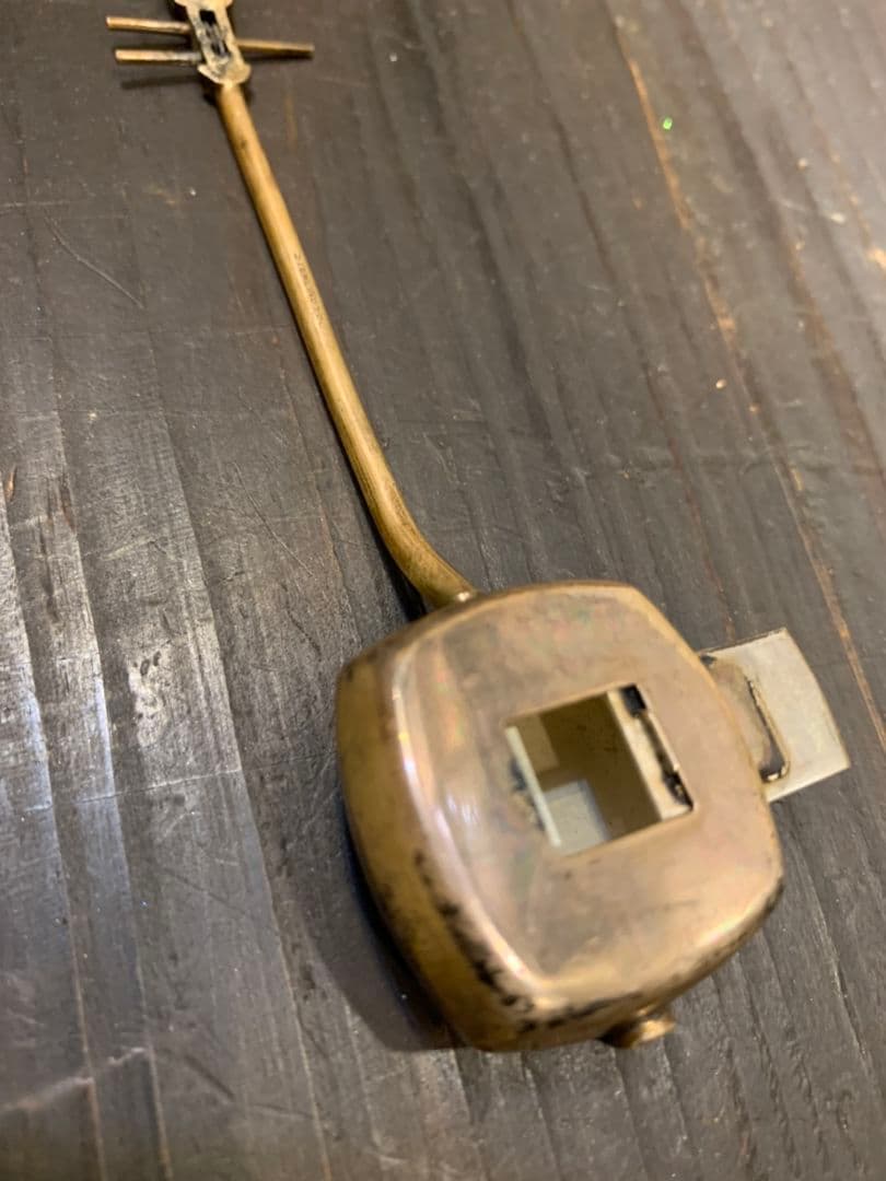 STEARLING950 金鍍金 三味線細工 時代物 根付け 薬入れ 珍品