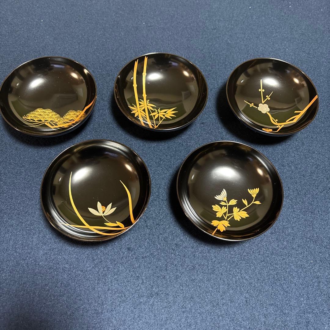 平安象彦　吸物椀　5客組　絵変わり蒔絵