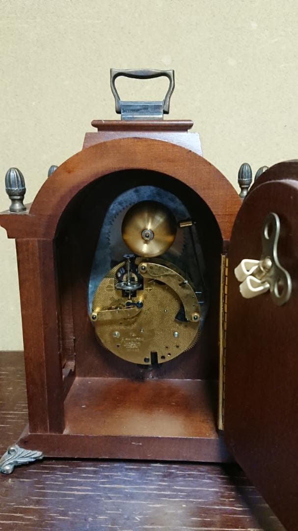 完動 鍵巻き置時計 ハミルトン 西ドイツ ムーンフェイズ アンティーク