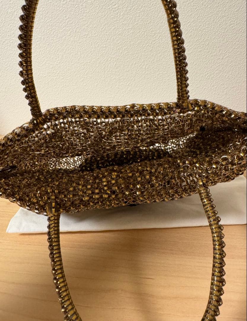 新品ANTEPRIMA ビーズ犬顔バッグ ゴールド系