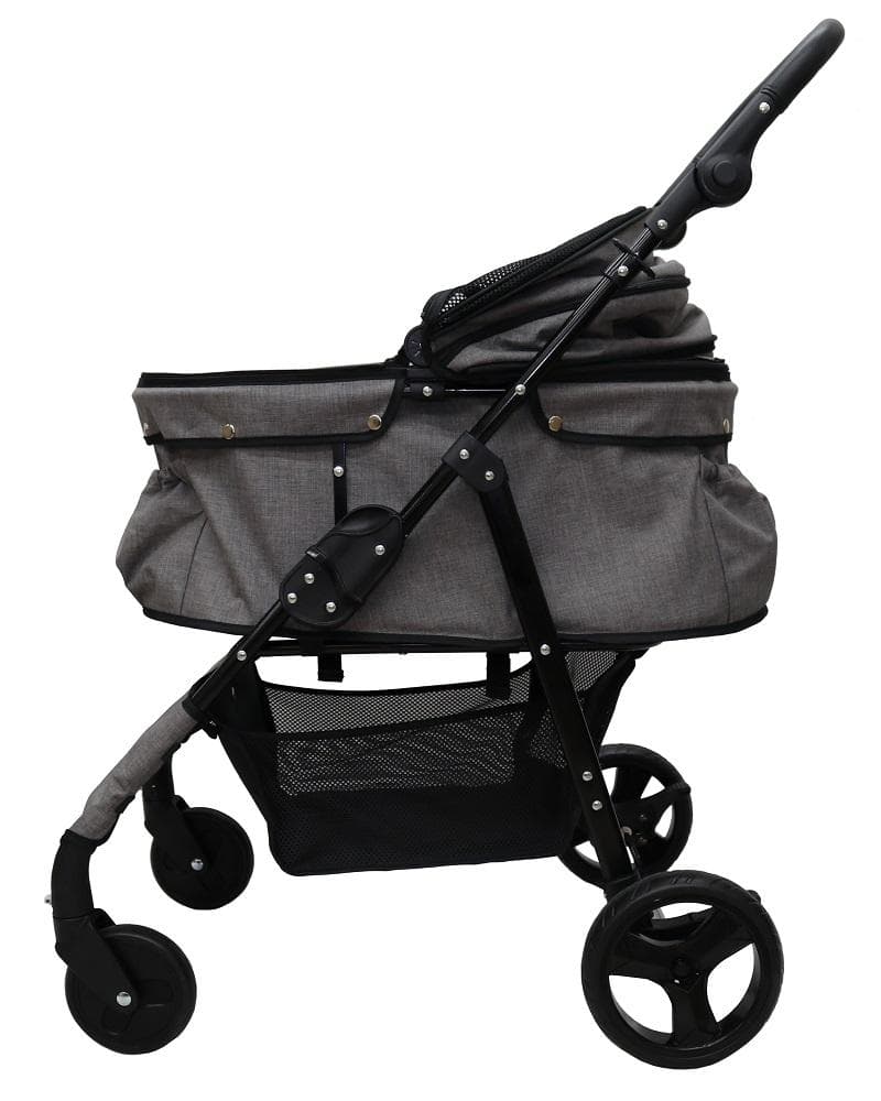 多頭用耐荷重30kg！ココハート ４輪ペットカート/甘えん坊バギーBIG グレー