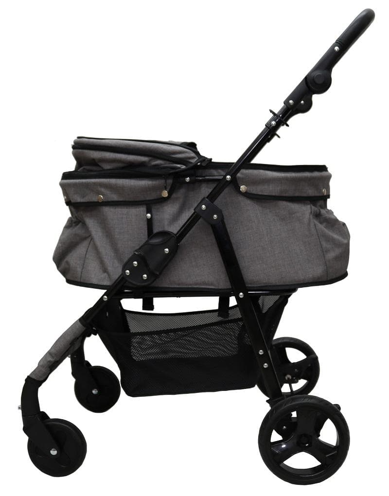 多頭用耐荷重30kg！ココハート ４輪ペットカート/甘えん坊バギーBIG グレー