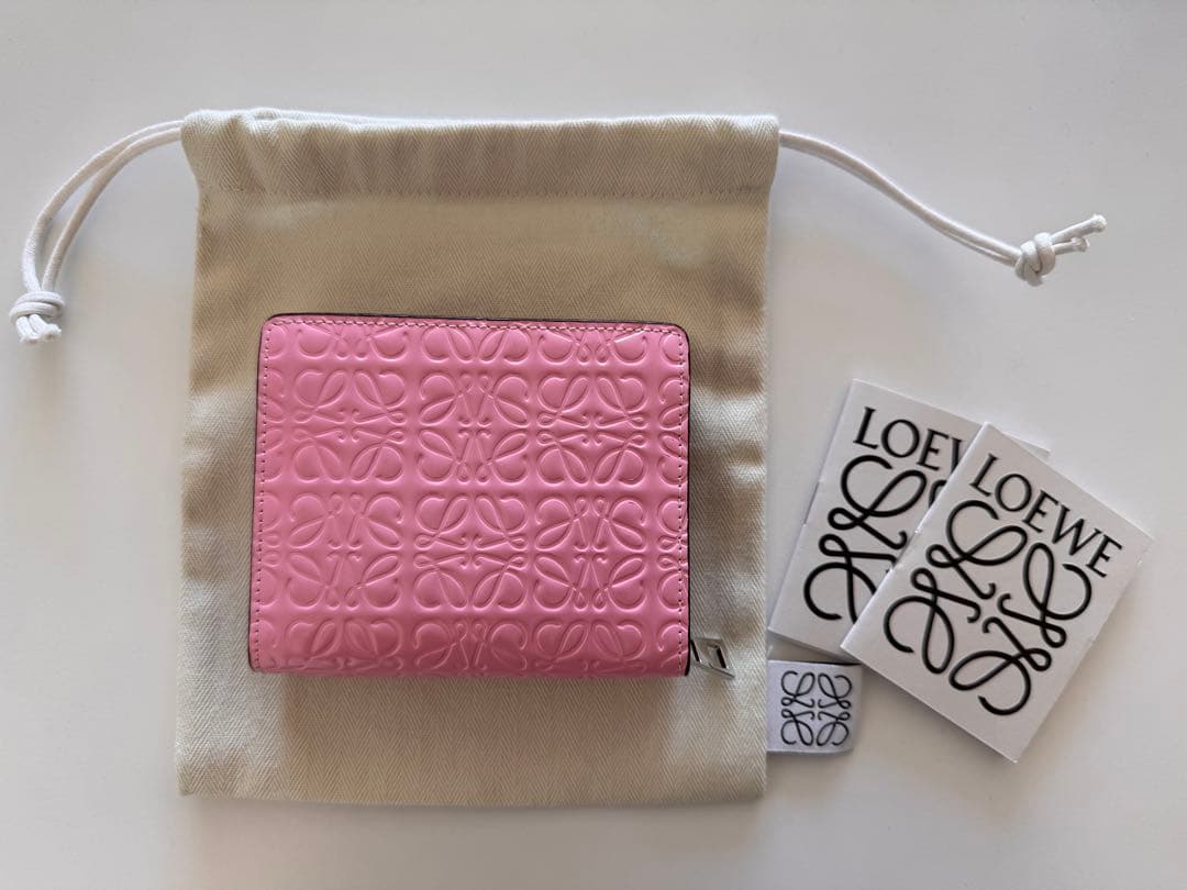 【LOEWE】★ロエベ★ピンクレザー★二つ折り財布 保存袋付き