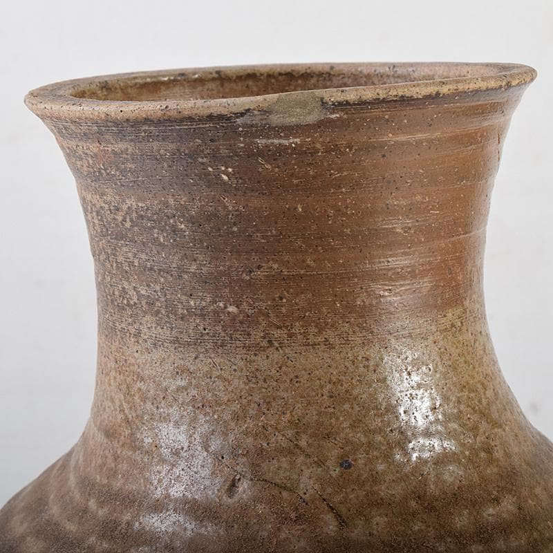 中国　褐釉　双耳壷　時代箱付　V　R8590B