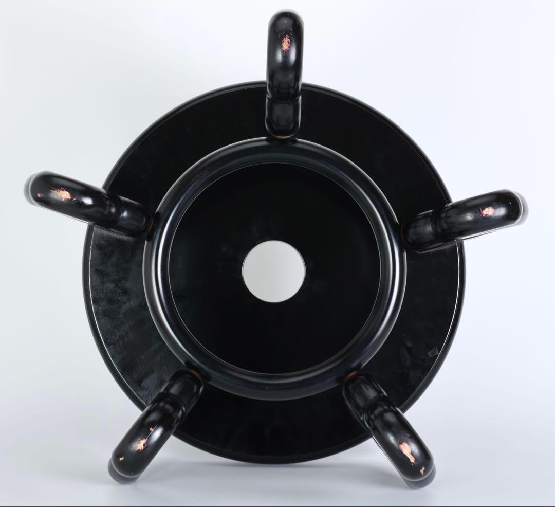 黒塗 飾り台 花台 壺台 木製 唐草脚 大型32.5cm 置台 盆栽台 古美術