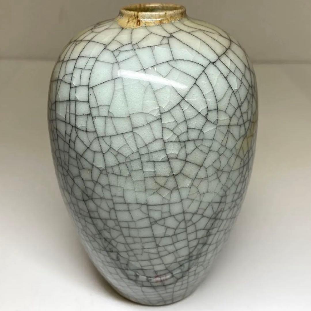 中国古窯　哥窯花瓶　高さ約14.5㎝　本Y7-0331☆1Fタエチ