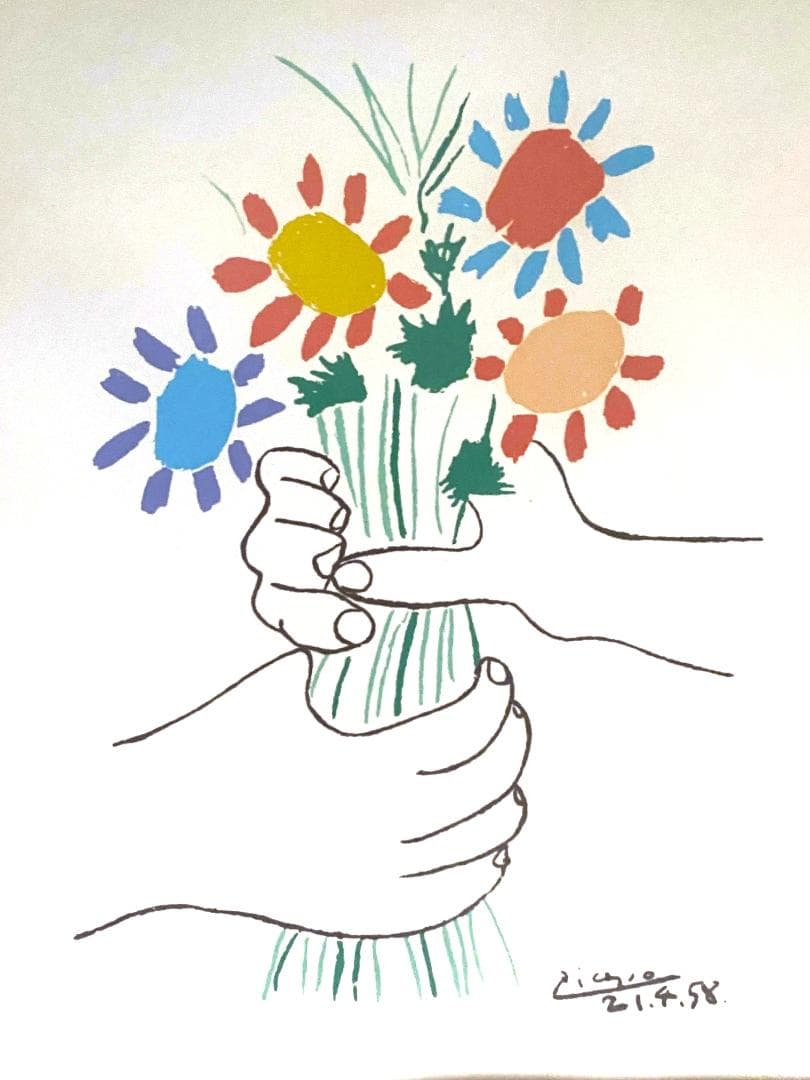 【美品】パブロ・ピカソ☆花束☆シルクスクリーン☆額装済