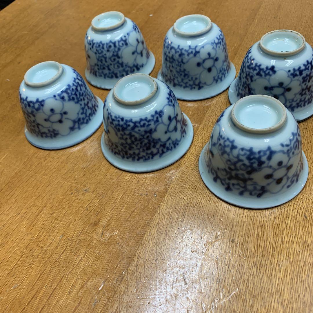 伊万里焼、花唐草模様、蕎麦猪口6ケ