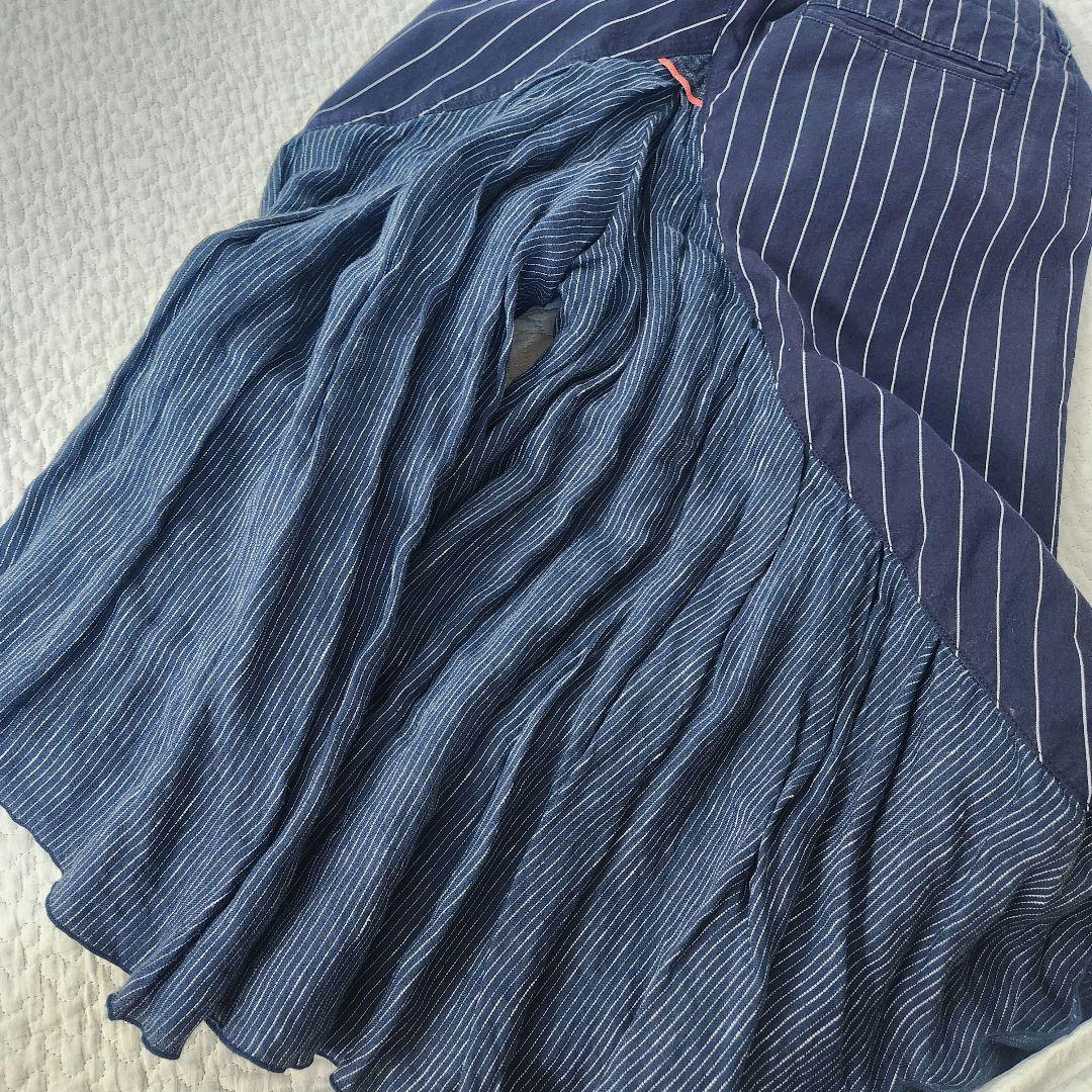 KAPITAL オーロラパンツ　ガウチョパンツ　ハーフ　藍色　ヒッコリー