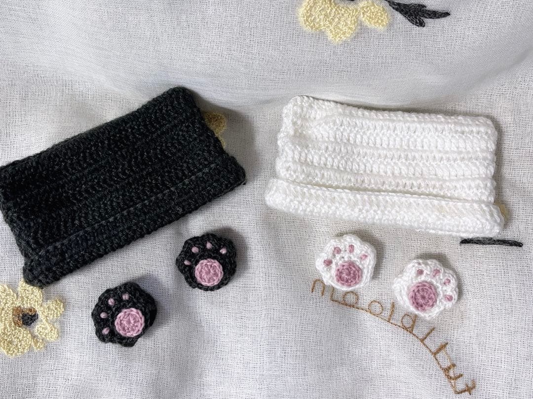 ちびぬい服　猫ニット帽　肉球手袋