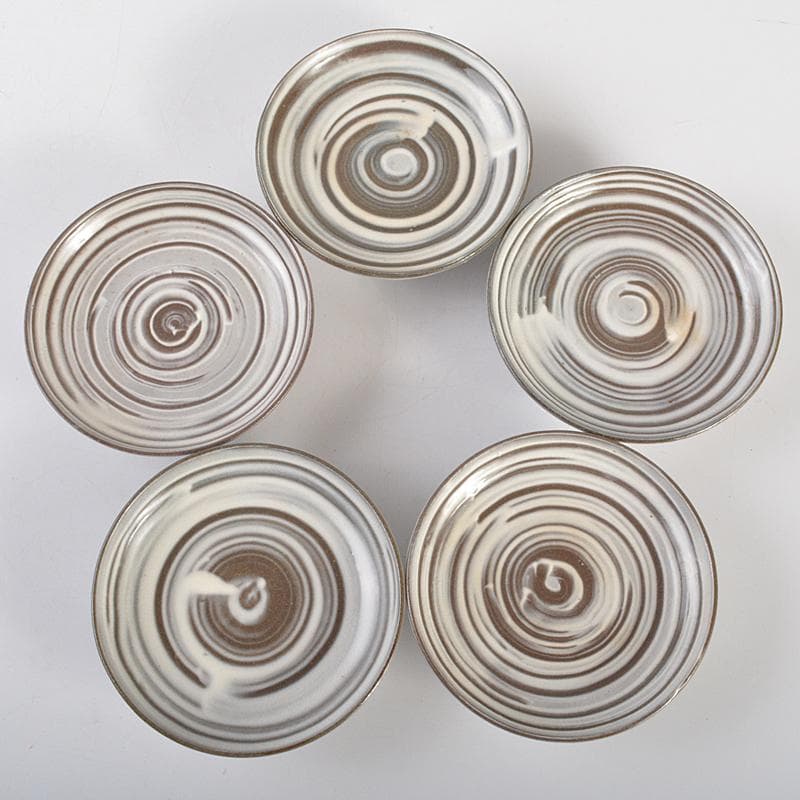 和食器　京焼　浅見五郎助　刷毛目　蓋向付　五客　共箱　V　R6729B