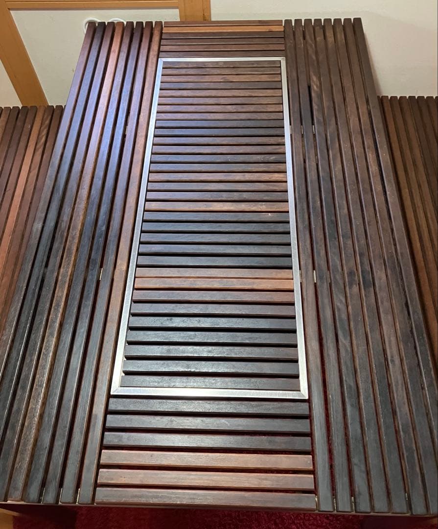 【手渡し限定】 Peak ガーデンテーブル・ウッドトップ2枚・ベンチ2脚