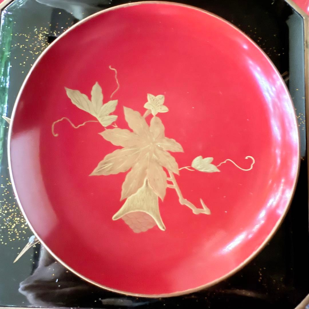 新春特別価格 ‼️高蒔絵『木の実』絵がわり引盃18客➕1プレゼント桐箱入茶道具