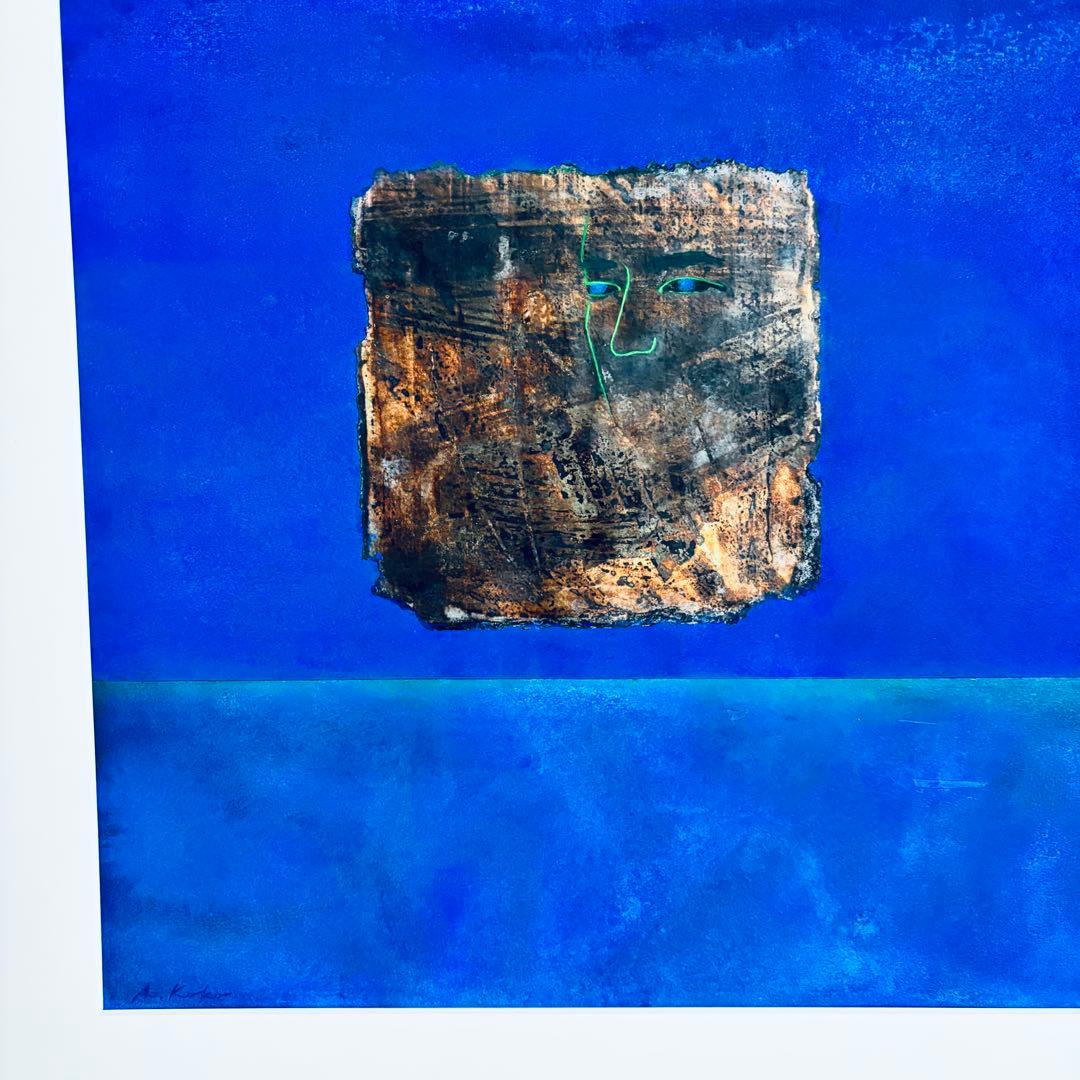 荒井虹子「帰ってみる夜」尹東柱 詩 額装 現代美術 作品42×37.5cm