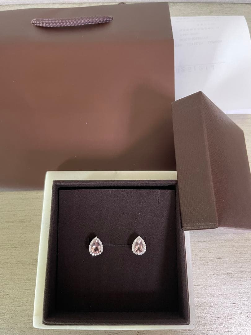 PT900モルガナイト脇石ダイヤピアス 1.34ct D0.22ct新品未使用