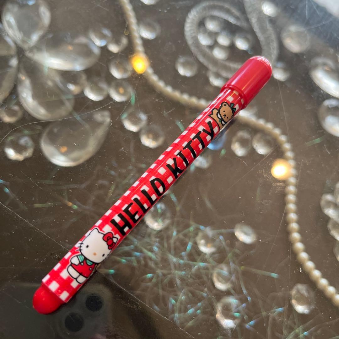 ハローキティ ボールペン 赤 チェック柄1989年物