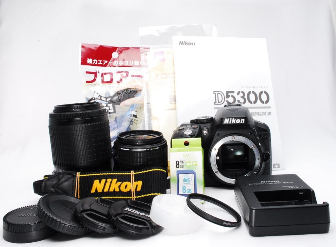 【新品級】Nikon D5300 Wレンズ デジタル一眼レフカメラ スマホ転送