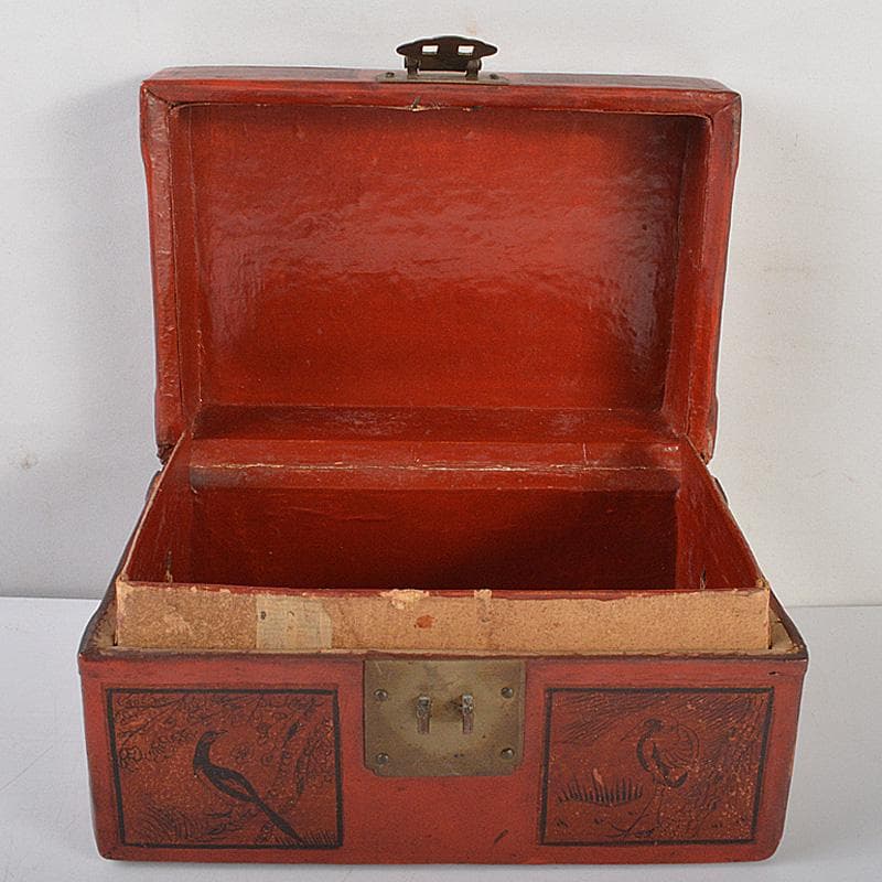 中国　漆塗　花鳥図　印材箱　小物入　C　R6454