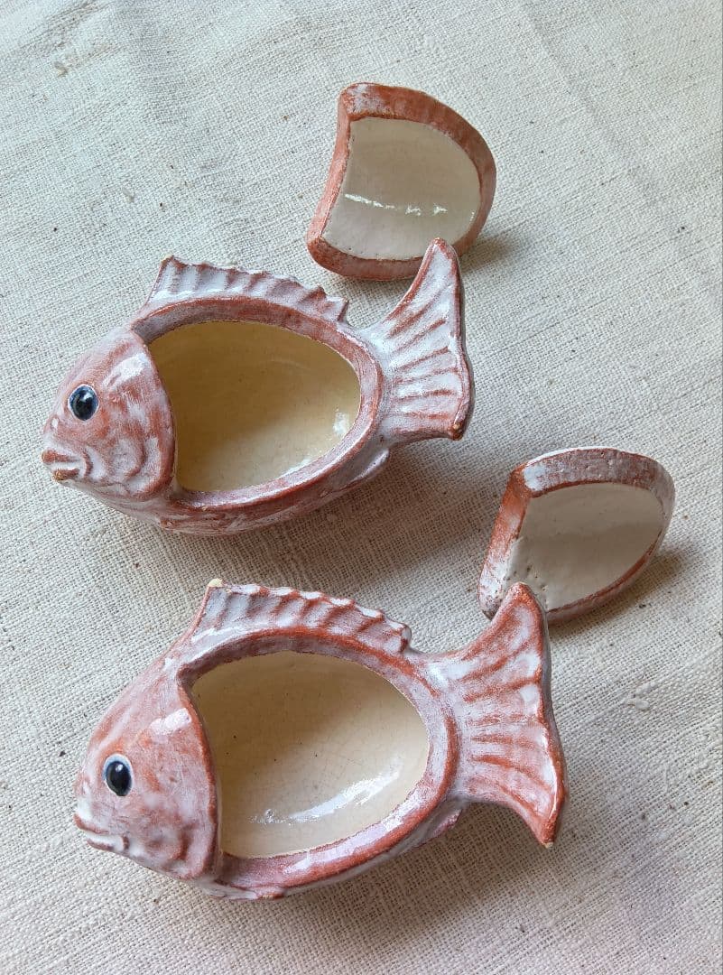 醍醐窯　島荷平 楽鯛小蓋物 二客セット