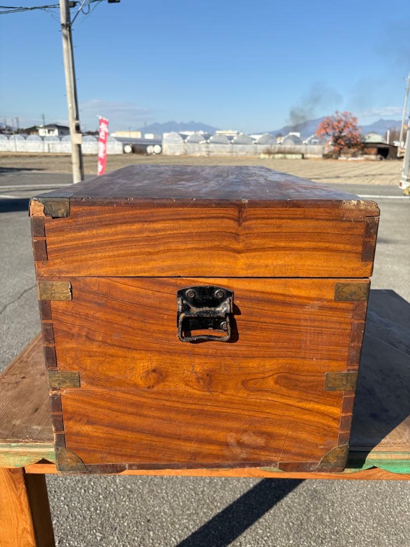 レトロ　アンティーク　木製トランク　トランク　木箱　船トランク