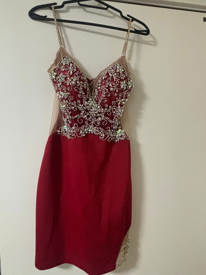 Angel R レッド ビーズ刺繍 キャバドレス