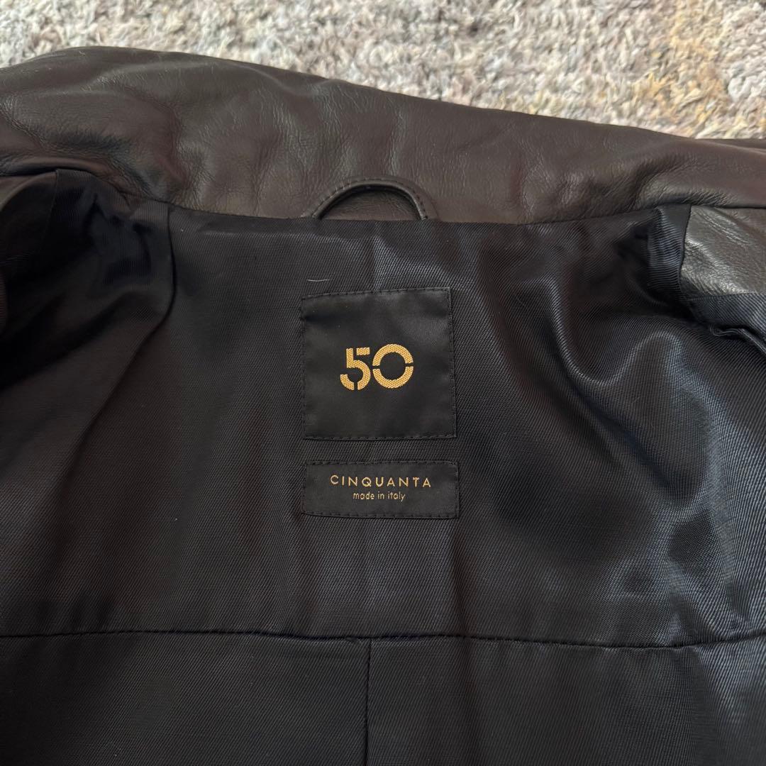 CINQUANTA チンクアンタ シングルライダースジャケット 牛革 黒 46