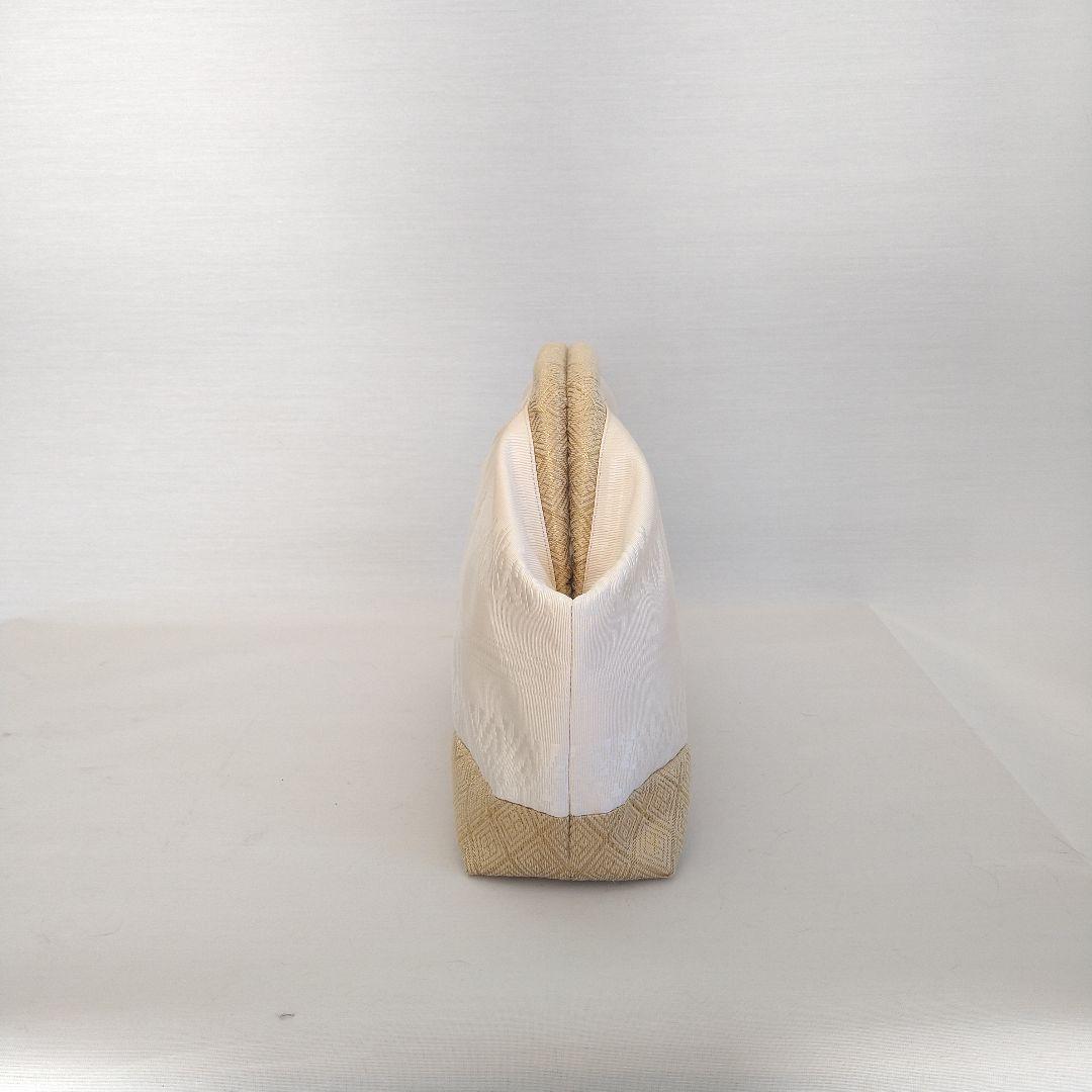 博多献上柄帯リメイク オフホワイト✕ゴールド バネハンドルバッグ