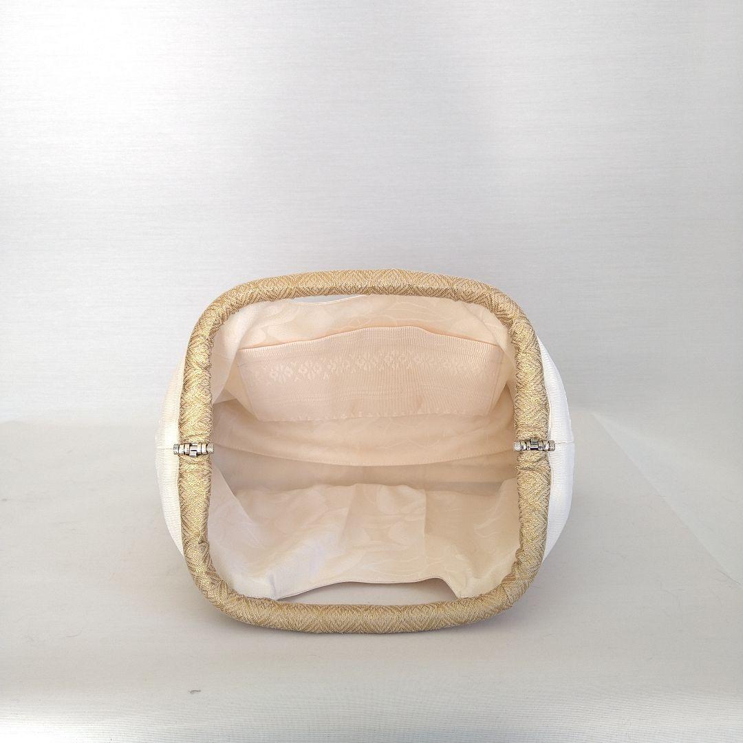 博多献上柄帯リメイク オフホワイト✕ゴールド バネハンドルバッグ