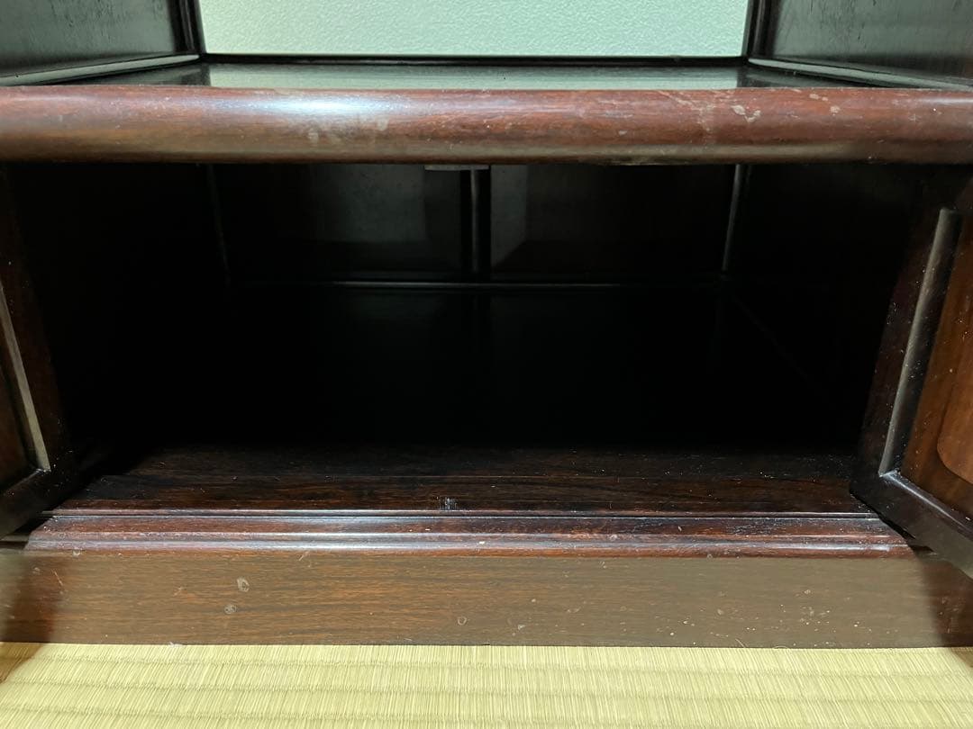 K186 唐木家具　彫刻　茶棚　アンティーク