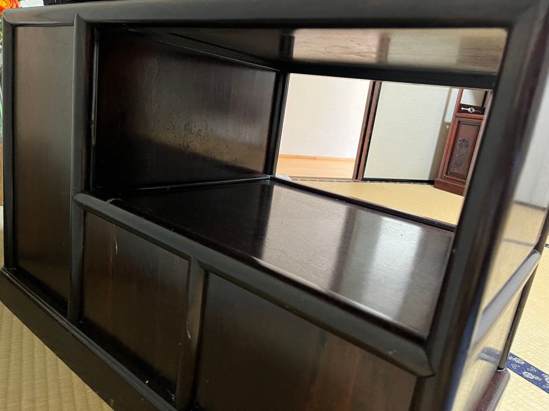 K186 唐木家具　彫刻　茶棚　アンティーク