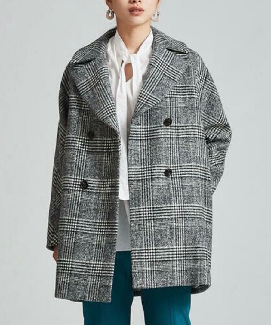 ★美品★TOMORROWLAND ブロークングレンチェック ダブルブレストコート