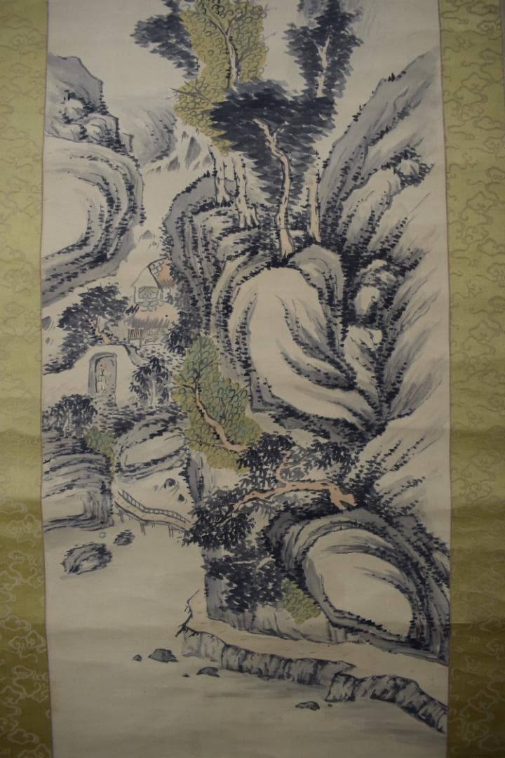 【真作】大西太白/避暑向林泉図/山水人物図/掛軸☆宝船☆Z-101