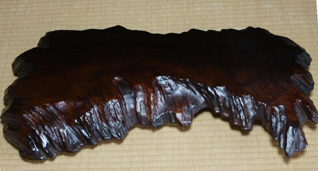 大型沈木卓 古材漆塗脚付き花台 盆栽台 香炉台 自然体★美しい木目★重5.1ｋg