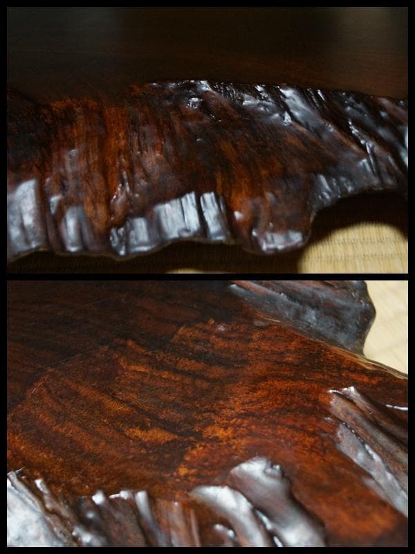 大型沈木卓 古材漆塗脚付き花台 盆栽台 香炉台 自然体★美しい木目★重5.1ｋg