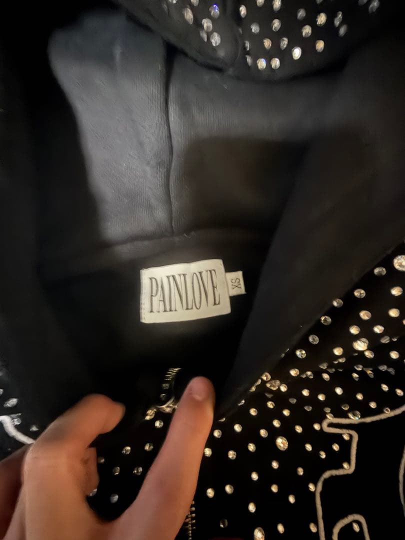 PAIN LOVE painloveライトストーンダブルジップパーカーサイズXS