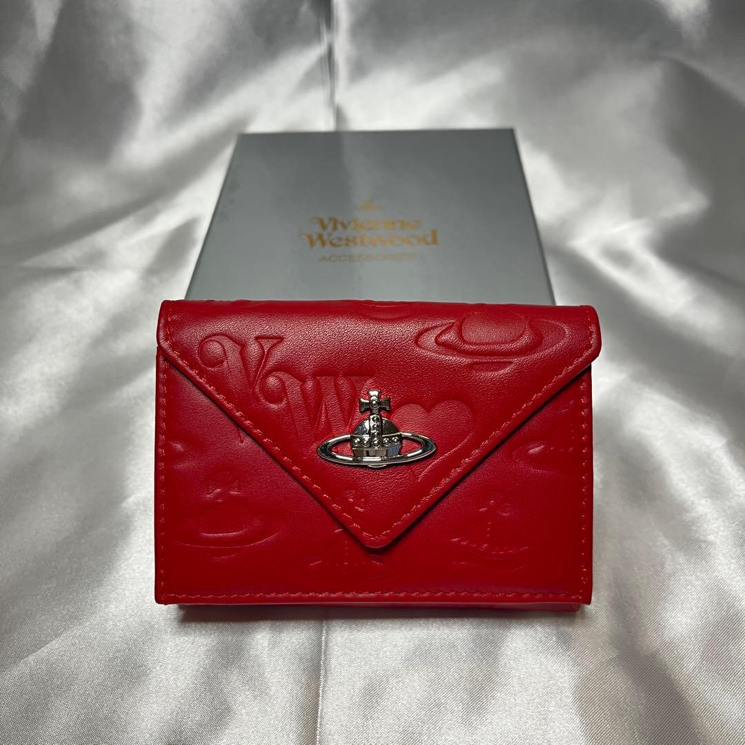 新品 Vivienne Westwood レッド 三つ折り財布