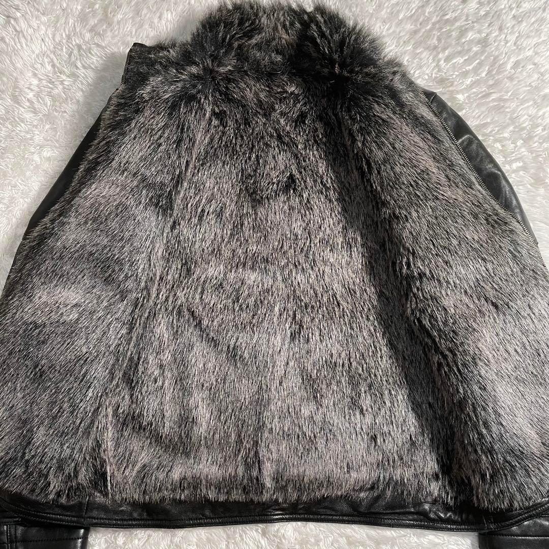 y2k 00s レザージャケット ムートン ライダース 羊皮 裏ファー B-3系